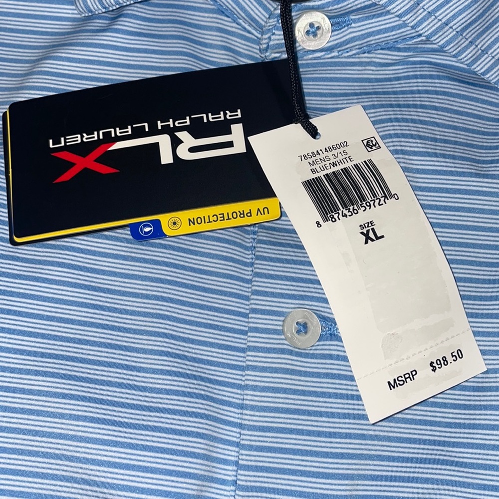 NWT Polo Ralph Lauren RLX Golf Stripe Performance Stretch Polo Shirt - Picture 7 of 8